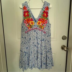 THML Blue Floral Embroidered Dress
